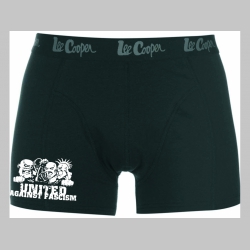 United Against Fascism čierne trenírky BOXER s tlačeným logom, top kvalita 95%bavlna 5%elastan